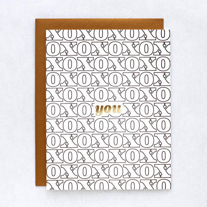 xoxo Hugs and Kisses/Love You Letterpress Card for wholesale by Cravings Media
