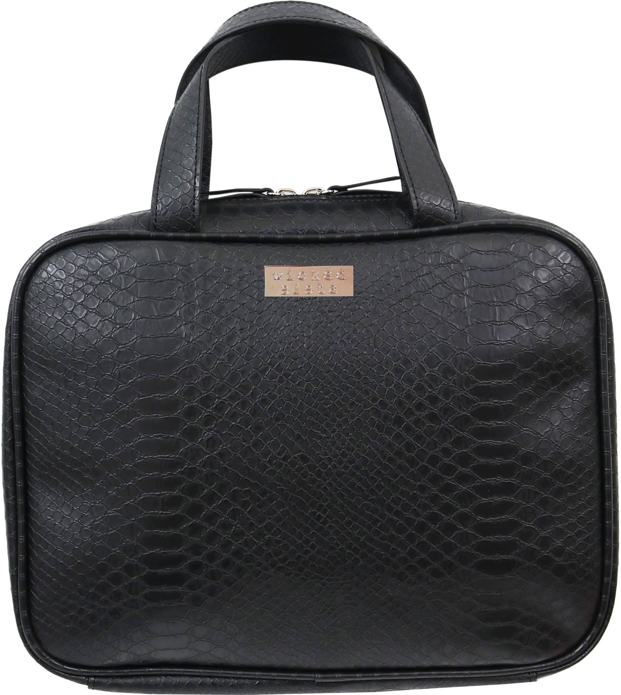 Wicked Sista Bags - Wholesale Makeup/Cosmetic Bag - Moc Croc Black Large Hold All Cosmetic Bag Kosmetiktasche 0