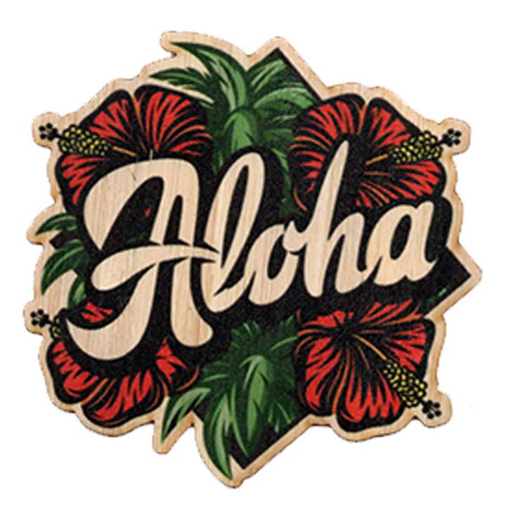 Bamboo Wood Stickers - Wholesale Sticker - Tropical Aloha Hibiscus
