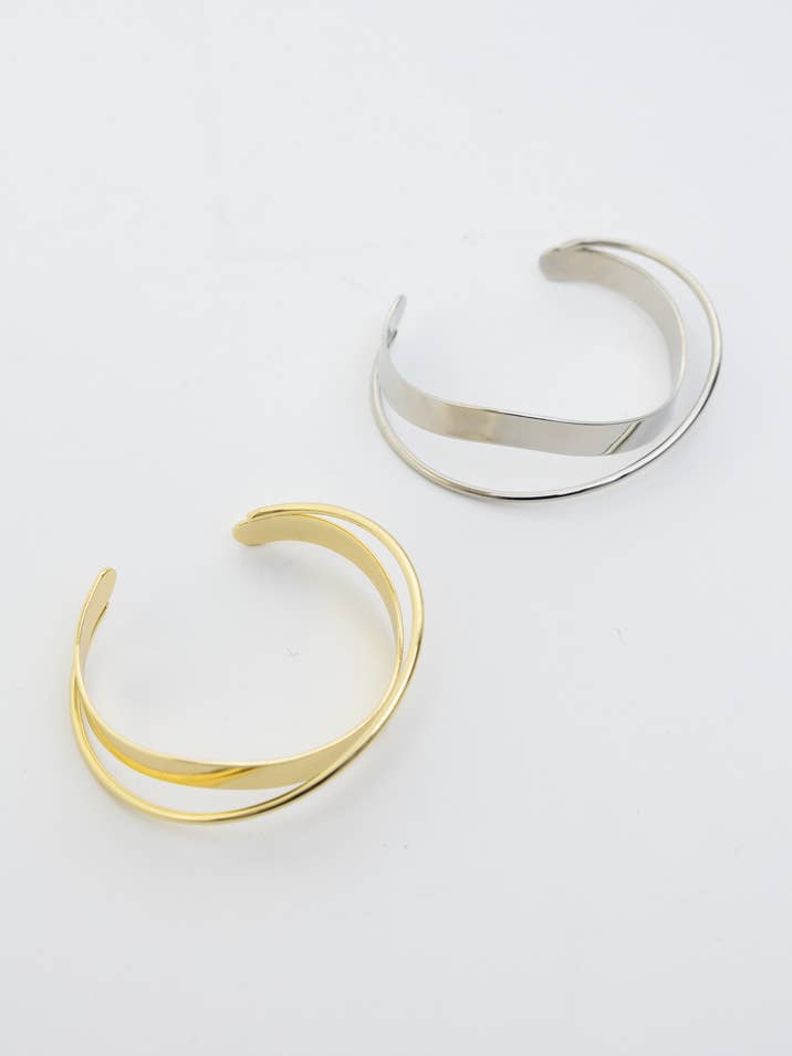 Chic and Simple Cross Line Cuff Bracelet - Subtle & Modern for wholesale by Leto Accessories