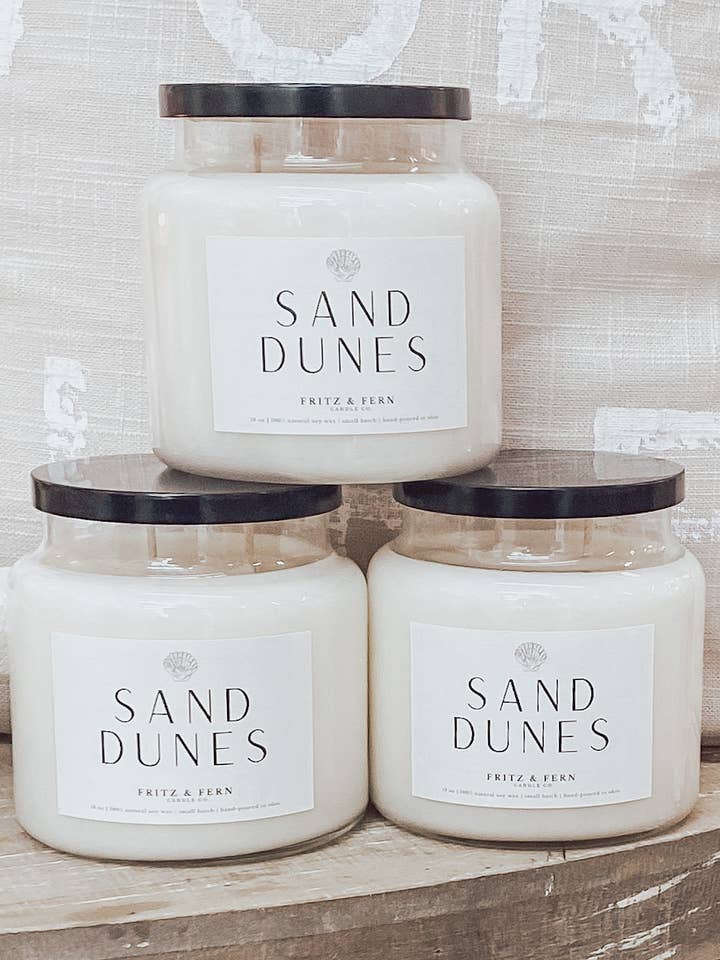 18 oz. Sand Dunes Soy Candle for wholesale by Fritz & Fern Candle Co.