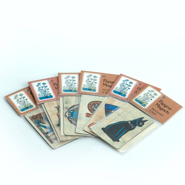 Discoveries, Inc. - Vendita all'ingrosso Calamite - Set di 6 Magneti Papyrus Assortiti - 5 cm x 7,5 cm - Made in Egypt1