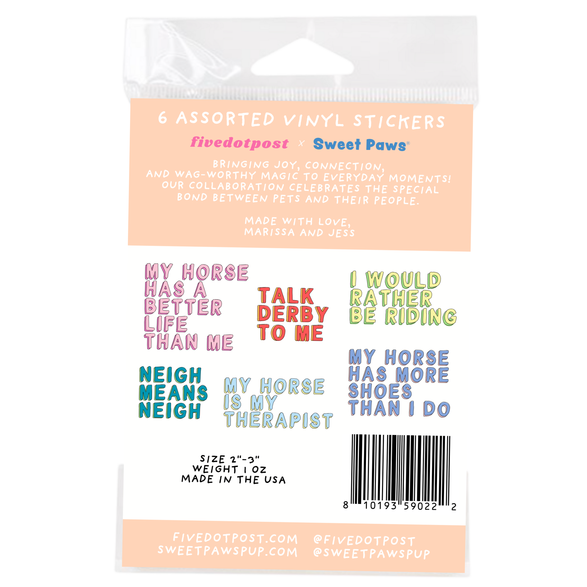 Five Dot Post - Wholesale Sticker - Horse Parent Vinyl Sticker Pack – Set of 6 Horse Owner Stickers7