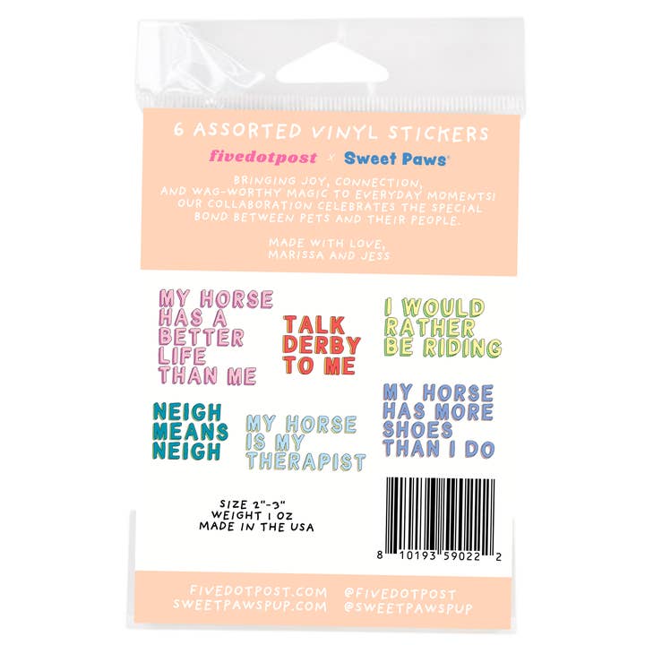 Five Dot Post - Wholesale Sticker - Horse Parent Vinyl Sticker Pack – Set of 6 Horse Owner Stickers7