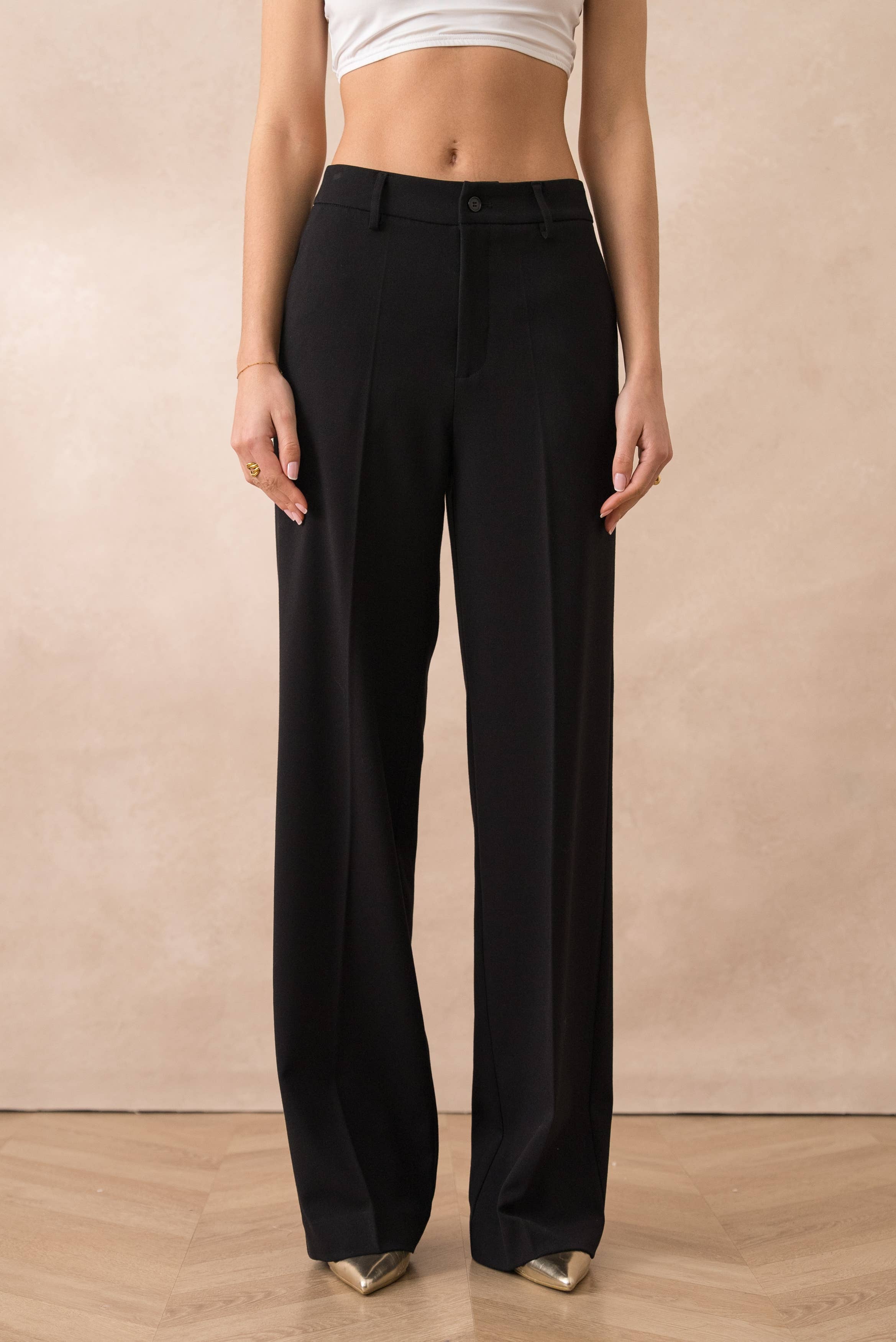 Attentif Paris - Vendita all'ingrosso Pantaloni eleganti - Donna - [Heather] Pantaloni Tailleur a Gamba Larga36