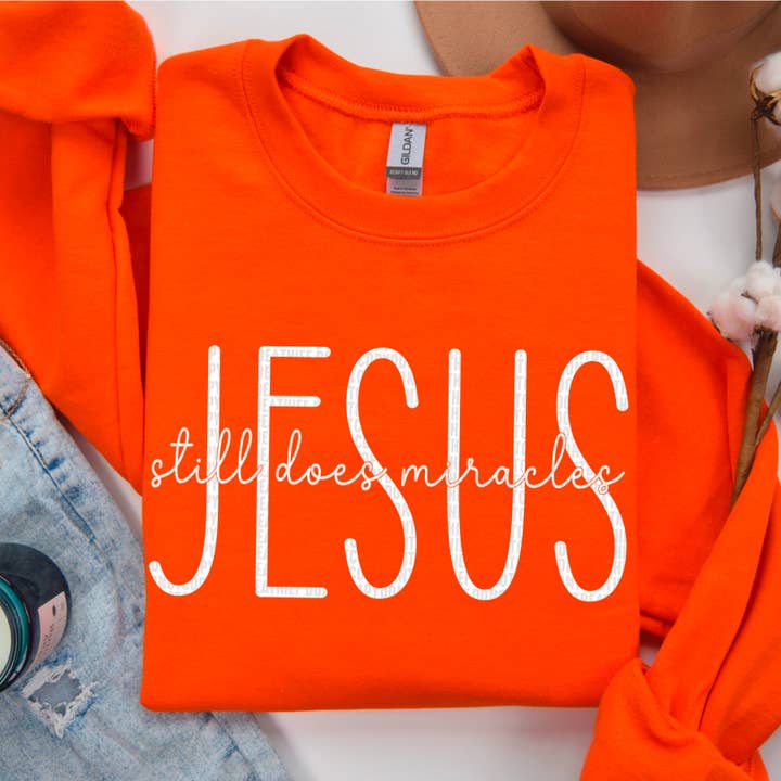 Jesus Still Does Miracles White Font DTF Transfer for wholesale by K and M Designs
