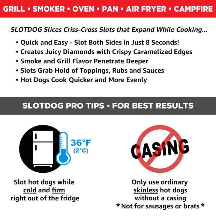 Slotdog - Wholesale Kitchen Tool/Gadget - SLOTDOG - The Ultimate Hot Dog Slicing Tool - Patented