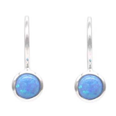 5mm Round Resin Opal Drop EARRING Blue for wholesale by Fabienne