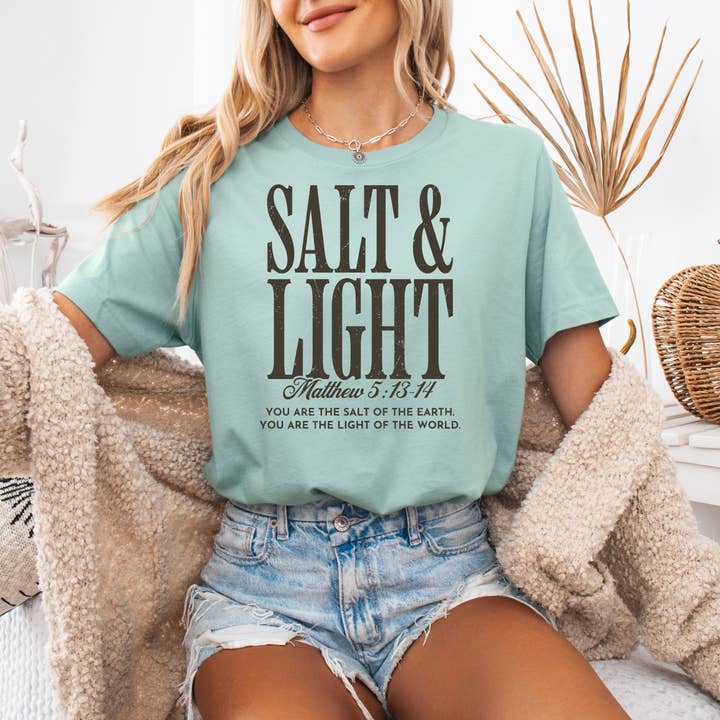 Salt and Light Bible Verse/Saying Graphic T-Shirt or Sweater for wholesale by Sam & Seb Co.