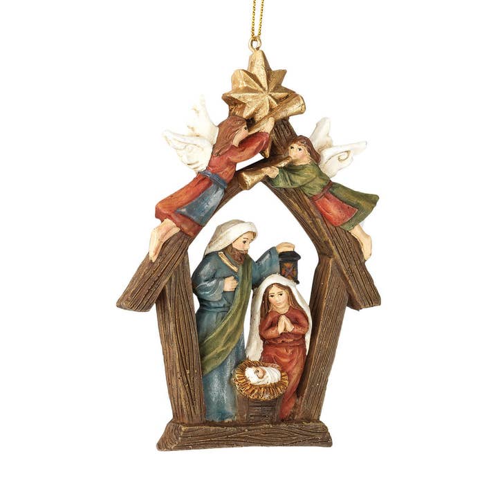 ANGEL WITH HOLY FAMILY ORNAMENT 4.5"H for wholesale by Dicksons
