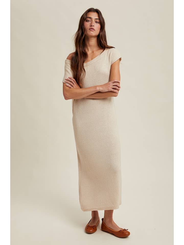 Wishlist Apparel - Wholesale Dress - Women's - SCOOP NECK KNIT SWEATER MIDI DRESS / WL25-115358