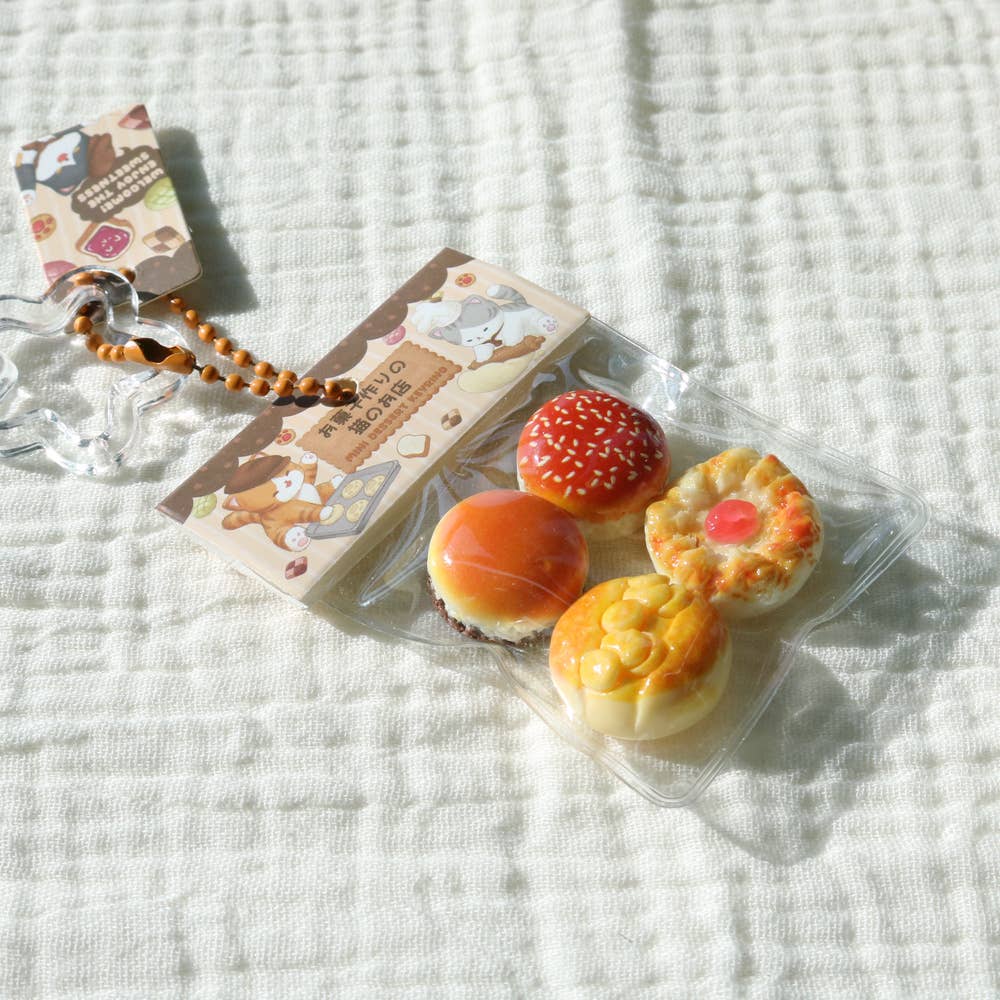 K-Wonderland – wholesale Keychain – Women's – Mini Bread Dessert Clear Pouch Keyring – 24 Random Style 6