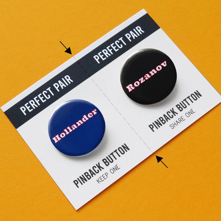 HEATED RIVALRY Pinback Button Set, Hollander and Rozanov for wholesale by Word For Word Factory