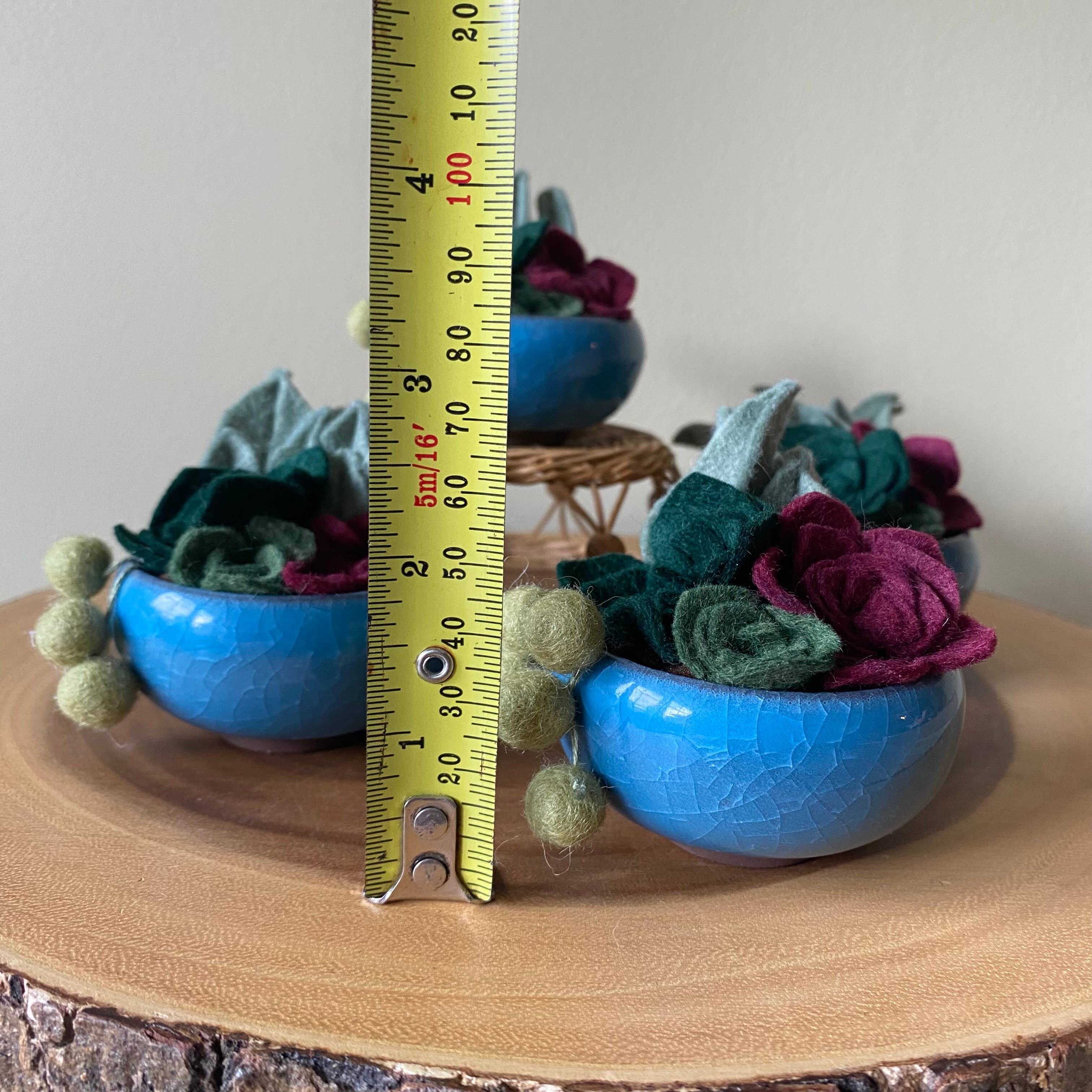ForgetBKnot - Wholesale Artificial Flowers - Handmade Felt Succulent Arrangement in Colourful Ceramic Pot3