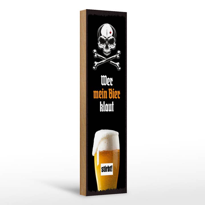 Insegna in legno 46x10 Chi ruba la mia birra muore Teschio per la vendita all'ingrosso da parte di Femer