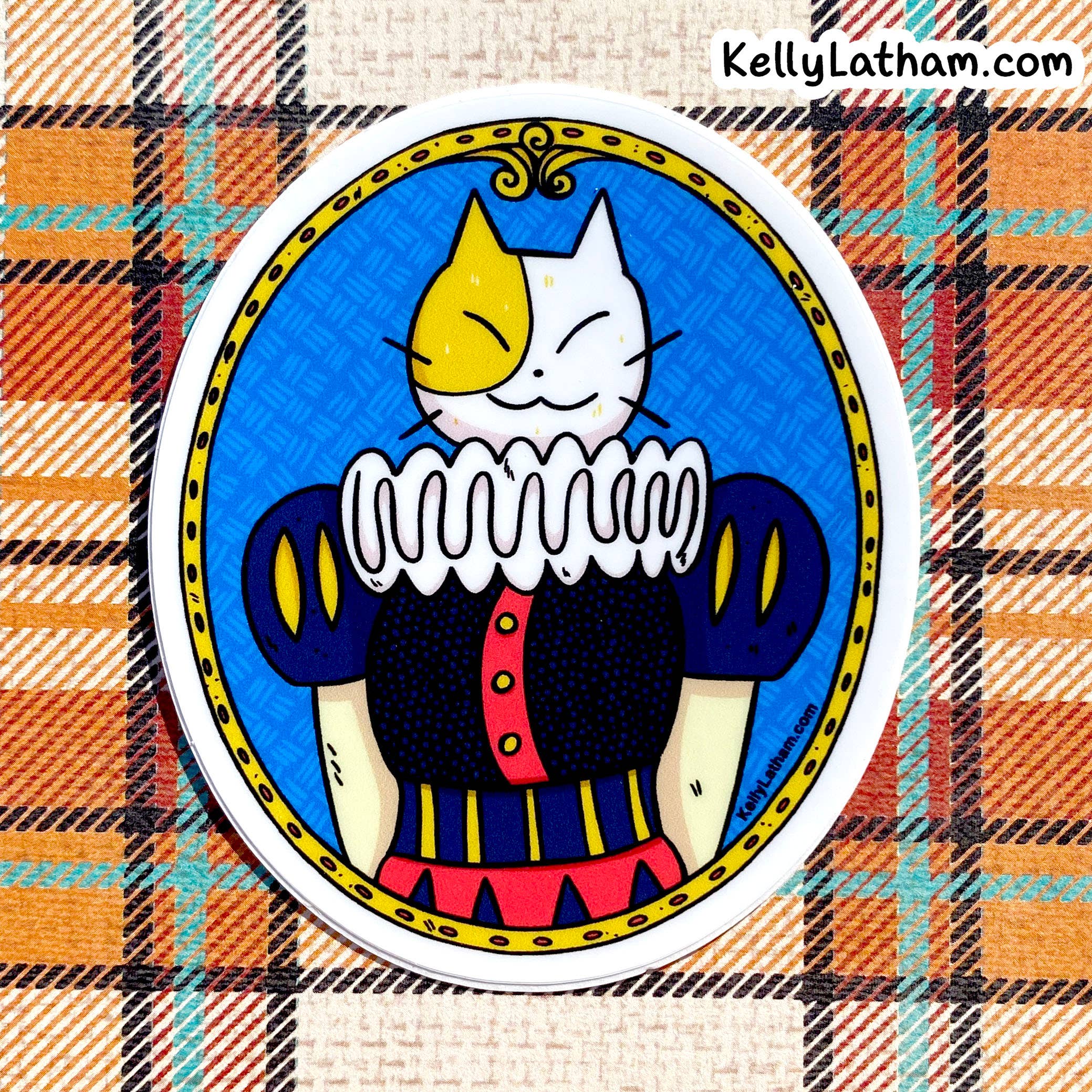 Kelly Latham Art - Wholesale Sticker - Fancy Shakespeare Cat - Waterdichte vinylsticker - schattig2