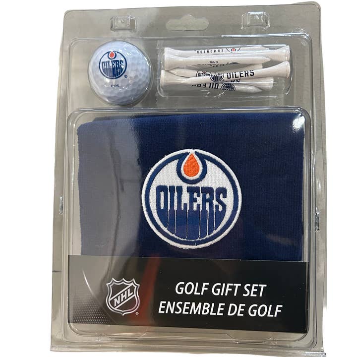 Towel, Ball, Tees Gift Set Edmonton Oilers for wholesale by CaddyPro Golf Products Ltd.