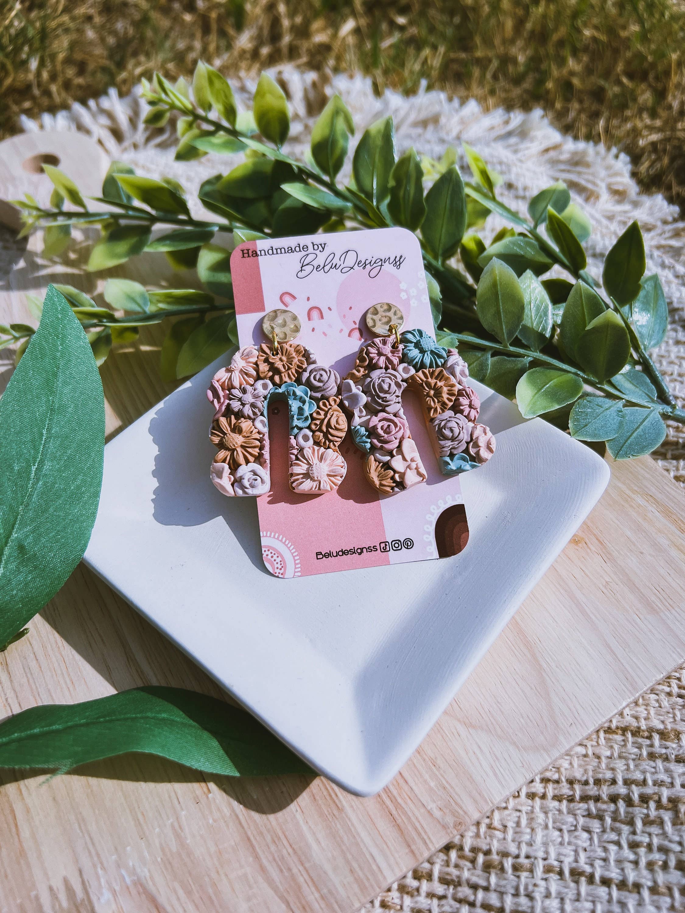 Belu Designss - Wholesale Dangle Earrings - Colorful Flowers Arch Handmade Polymer Clay Earrings1