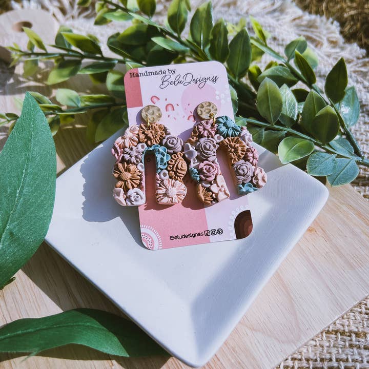 Belu Designss - Wholesale Dangle Earrings - Colorful Flowers Arch Handmade Polymer Clay Earrings1