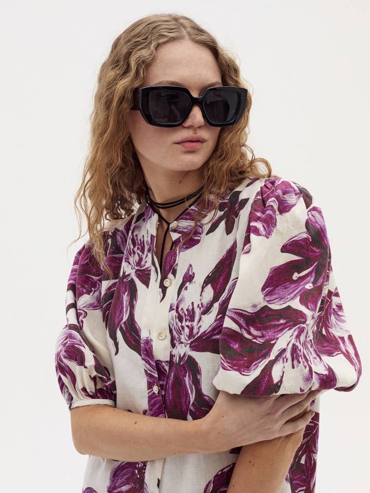 Carmela Leinenkleid - La Fleur Print für den Großhandel von Lanhtropy