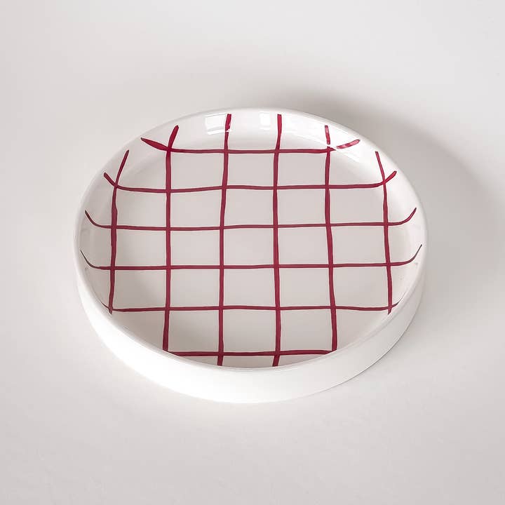 Small plate Grid - tramonto red for wholesale by Magazin Minori