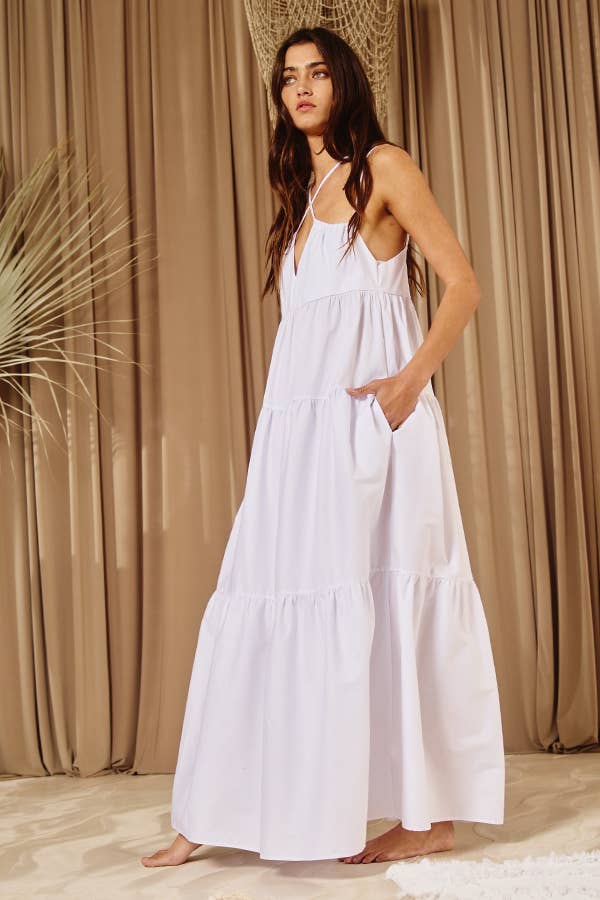 BUCKETLIST INC - Wholesale Dress - Women's - D4070 -Strappy Tiered Poplin Maxi Dress21