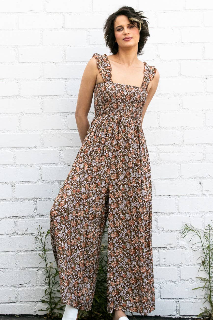 Elloh Collection - Wholesale Jumpsuit - Women's - Super Comfy Ruffle Strap Smocked Floral Jumper Jumpsuit7