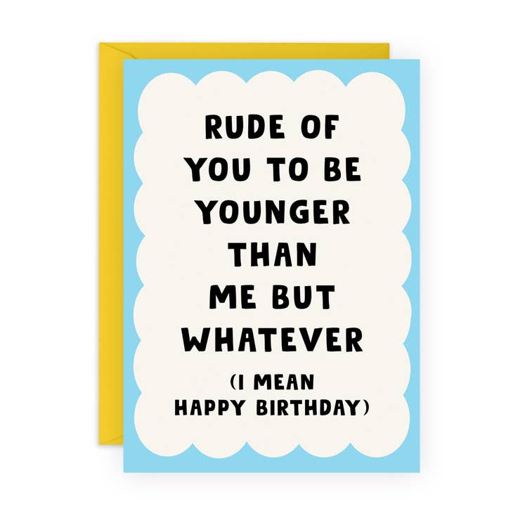 Tarjeta de cumpleaños divertida para él, ella, MÁS JOVEN QUE YO para venta al por mayor de Central 23 Cards