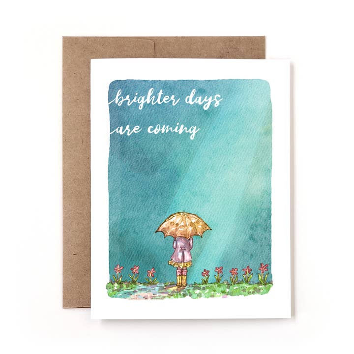 Brighter Days Watercolor Sympathy Encouragement Umbrella Sun for wholesale by Nettles & Lace Paper Co.
