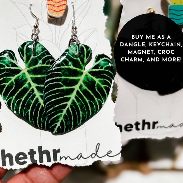 Anthurium Regale Plant Leaf Jewelry, Magnet, Pin, Decor for wholesale by hethr
