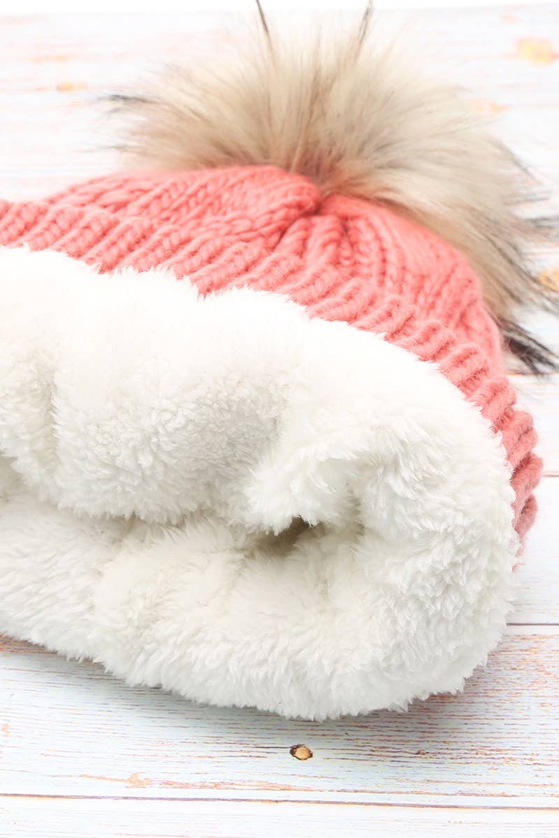 Fashion City - Wholesale Beanie - Women's - Women's Faux Fur Pom Beanie Hat with Sherpa Lining3