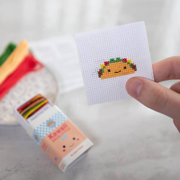 Kawaii Taco Mini Cross Stitch Kit for wholesale by Marvling Bros Ltd