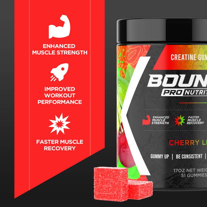 Bounce Nutrition - Wholesale Oral Supplement/Vitamin - Creatine Gummies - Cherry Lime7
