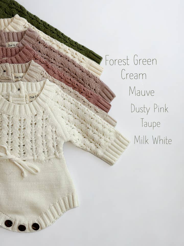 OLIVE & CRADLE - Wholesale Bodysuit (Non-Footed) - Baby - Zoya Knitted Sweater Romper