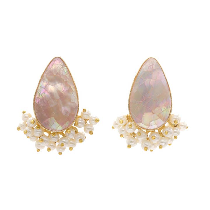 Gerasa Pink Pearl Earrings for wholesale by ACUS