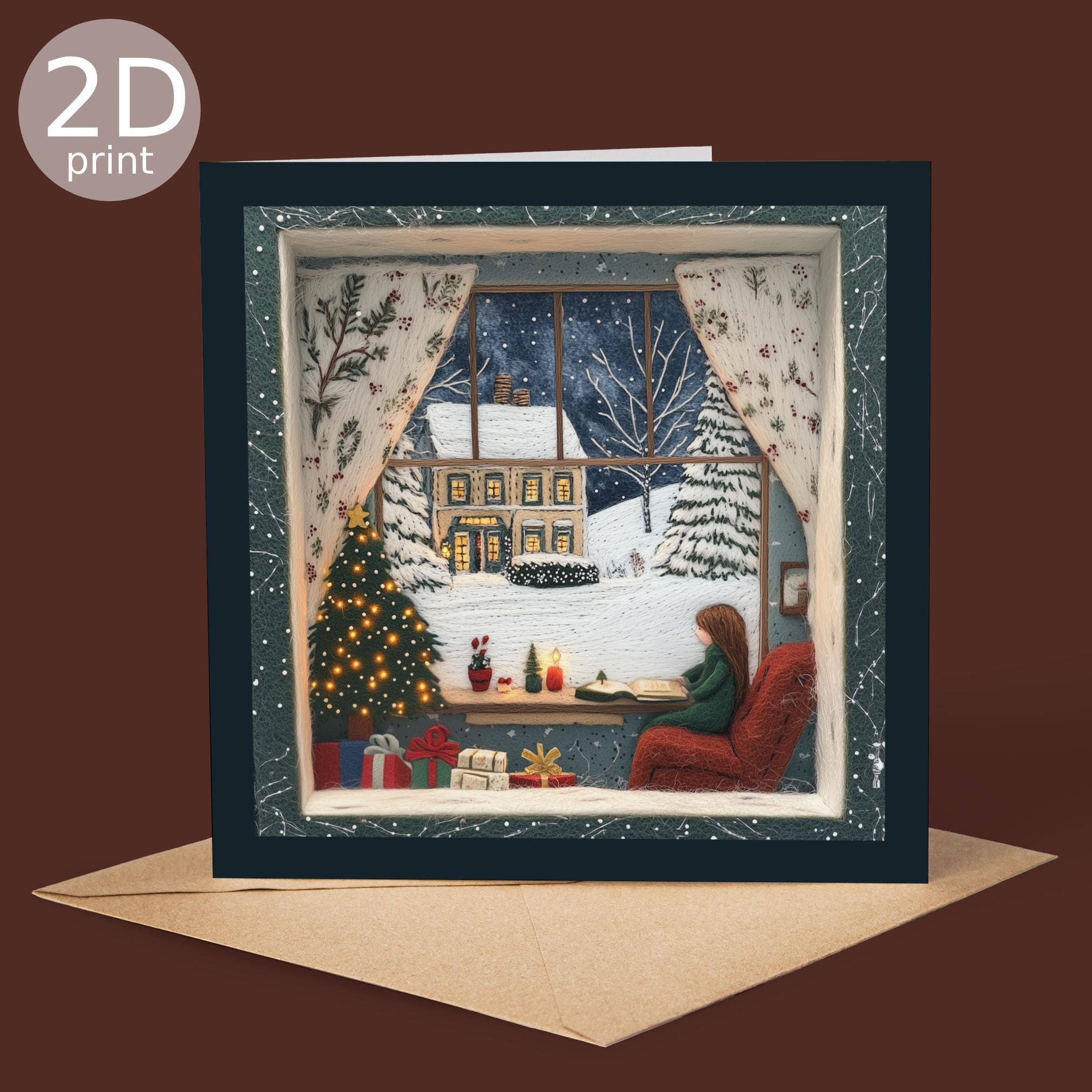 Good Post Day - Vendita all'ingrosso Biglietti di auguri di Natale - Biglietto d'Auguri con Albero di Natale Accogliente in 2D Stampato a Ombra