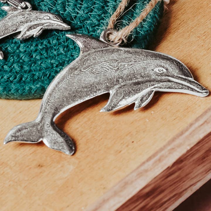 House of Morgan Pewter - Wholesale Ornament - Handmade Dolphin Ornament, Dolphin Keychain, Dolphin Gifts