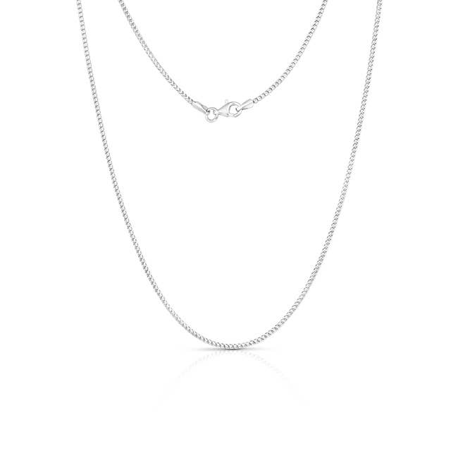 Collar de cadena Franco de 1 mm chapado en rodio de plata esterlina para venta al por mayor de NYC Sterling