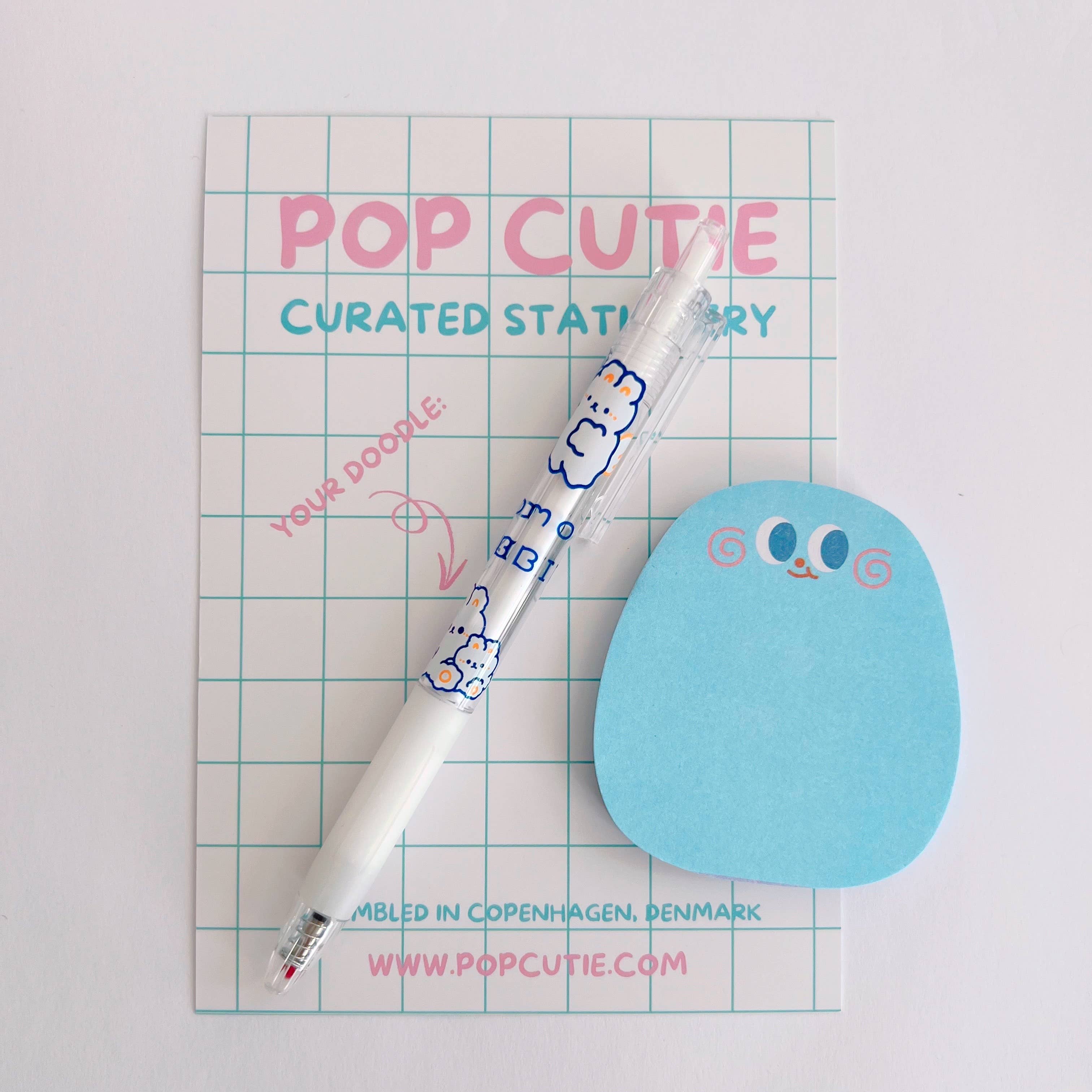 Pop Cutie Accessories & Gifts – wholesale Stationery/notecard set – Small Blue Dot Stationery Set - Memo Pen - Stocking Stuffers1