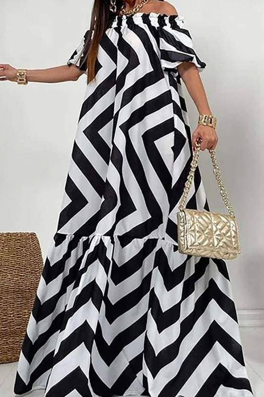 Flarix - Wholesale Dress - Women's - print off shoulder maxi dress2