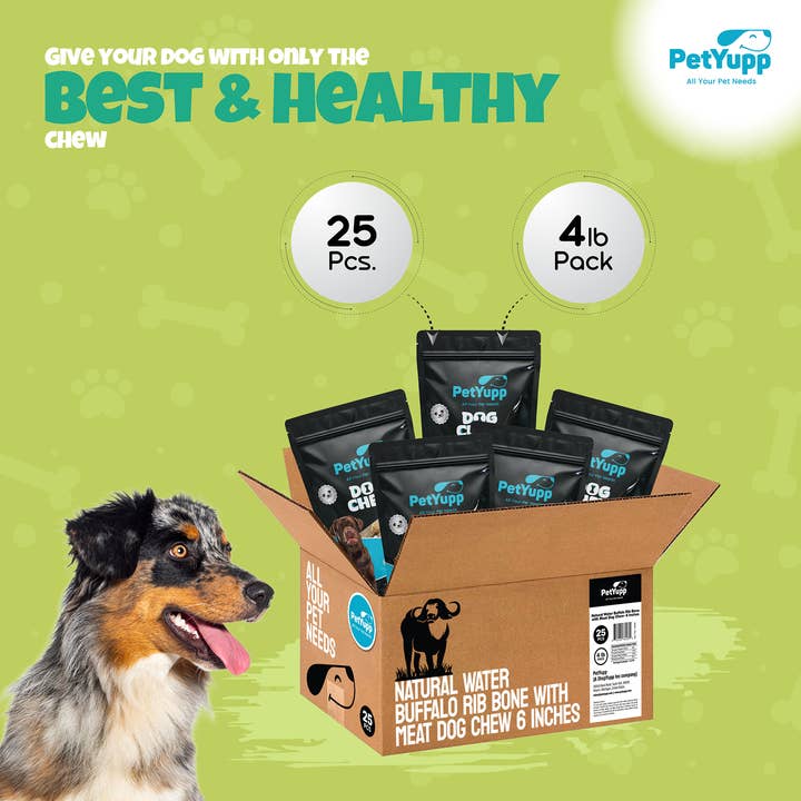 PetYupp - Wholesale Pet Treats - Dog - Bulk Dog Treats - Rib Bone with Meat ( 6″ ) - Pack of 25 4