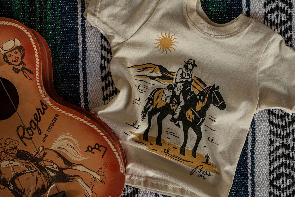 Natural Press On Western Kids Tee for wholesale on Faire1
