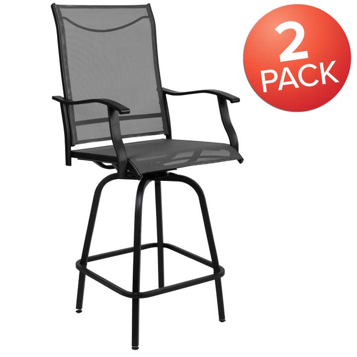 2PK Outdoor Stool - 30 inch Patio Bar Stool, Gray for wholesale by Flash Furniture