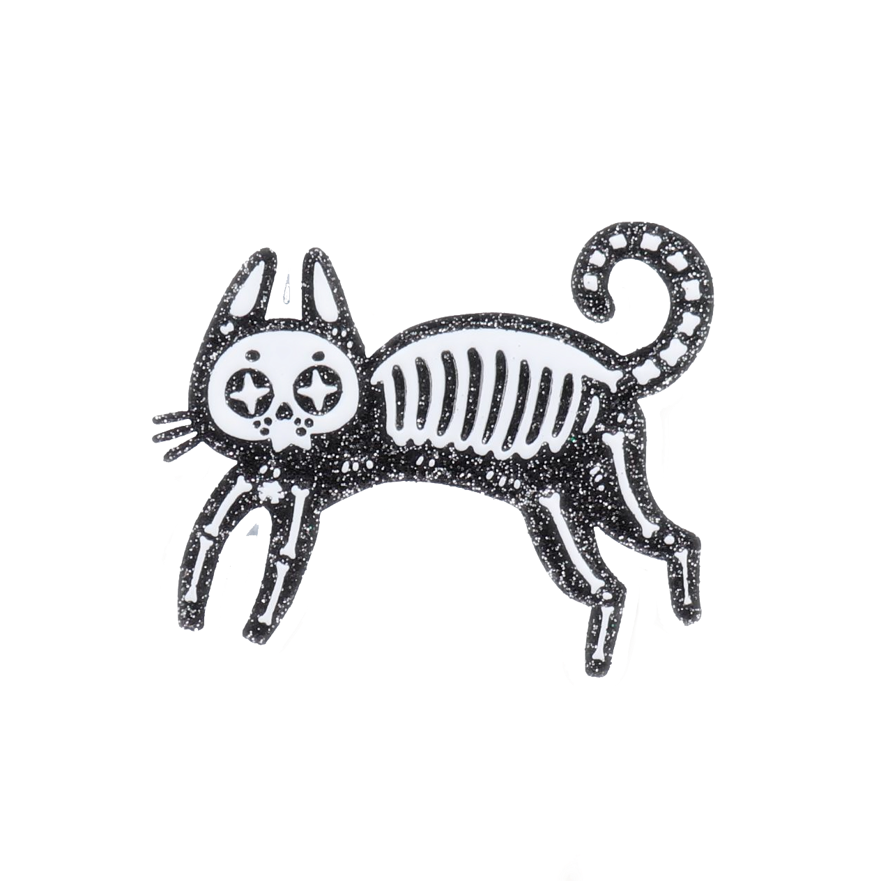 Real Sic – wholesale Nål och knapp för kavajslag – Skelett katt emaljstift — svart katt stift1