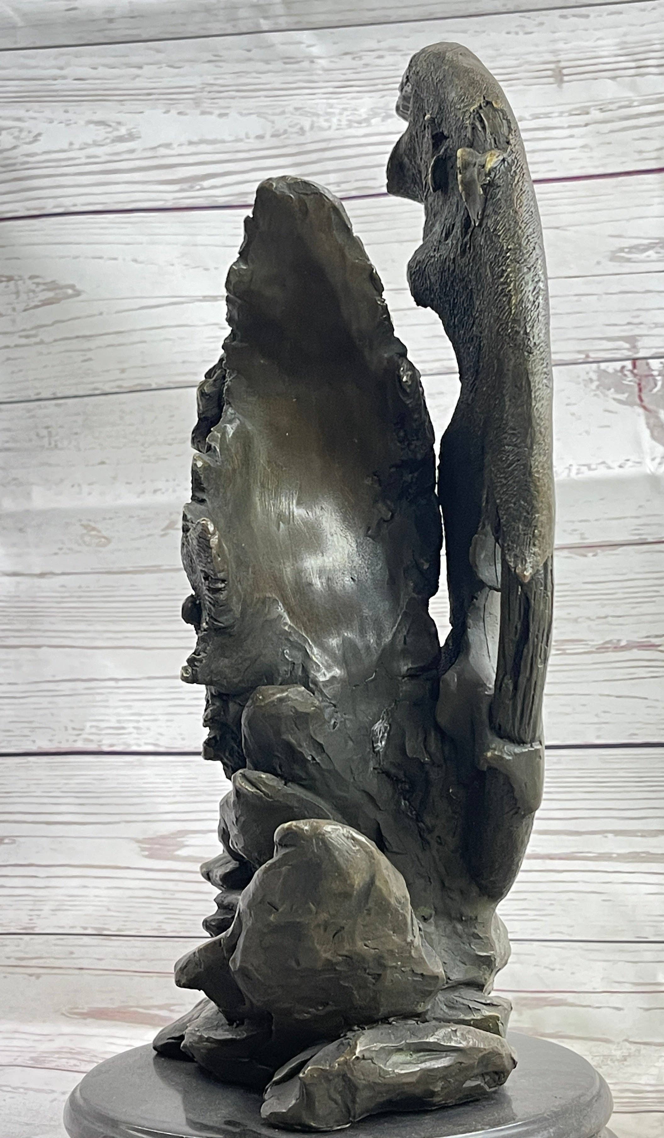 Bronzhaus – wholesale Skulptur – Abstrakt surrealistiska varg skulptur staty brons metall på marmor bas signerad konst8