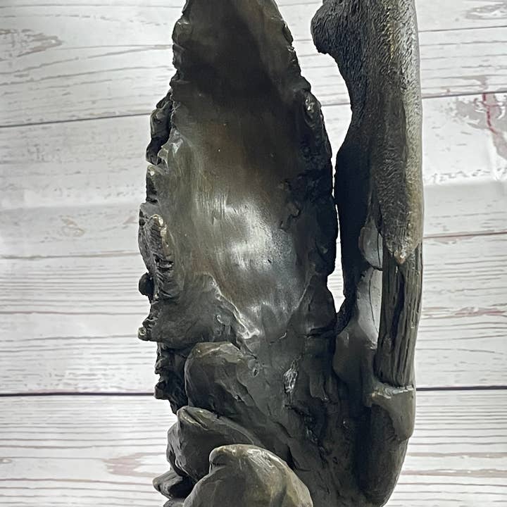 Bronzhaus – wholesale Skulptur – Abstrakt surrealistiska varg skulptur staty brons metall på marmor bas signerad konst8