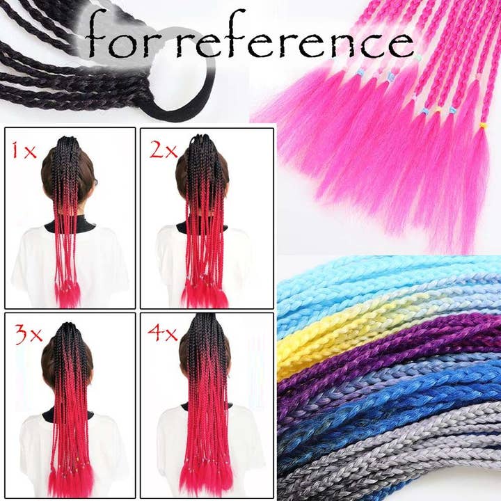 Naomi's Happy Place Shop - Wholesale Hair extensions - Braid Ponytail Wig Hair Extensions Pigtail Braid Nightclub Party Gradient Color Braid Hair Ring Hairpieces,Black to Grey Halloween Dress Up Cosplay1