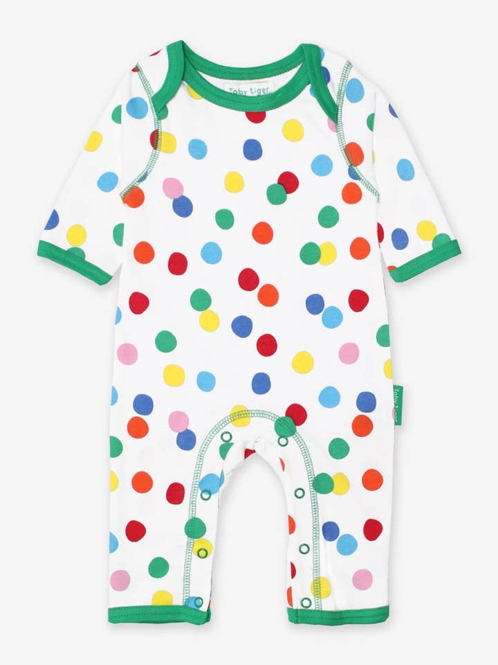 Pijama de bebé de algodón orgánico de una pieza con estampado de confeti para venta al por mayor de Toby Tiger GmbH
