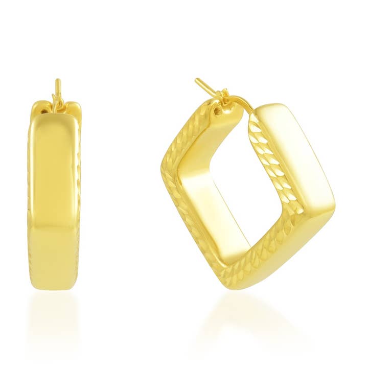 Huggies de Rhombus texturados (Ouro Vermeil) por atacado de Arvino