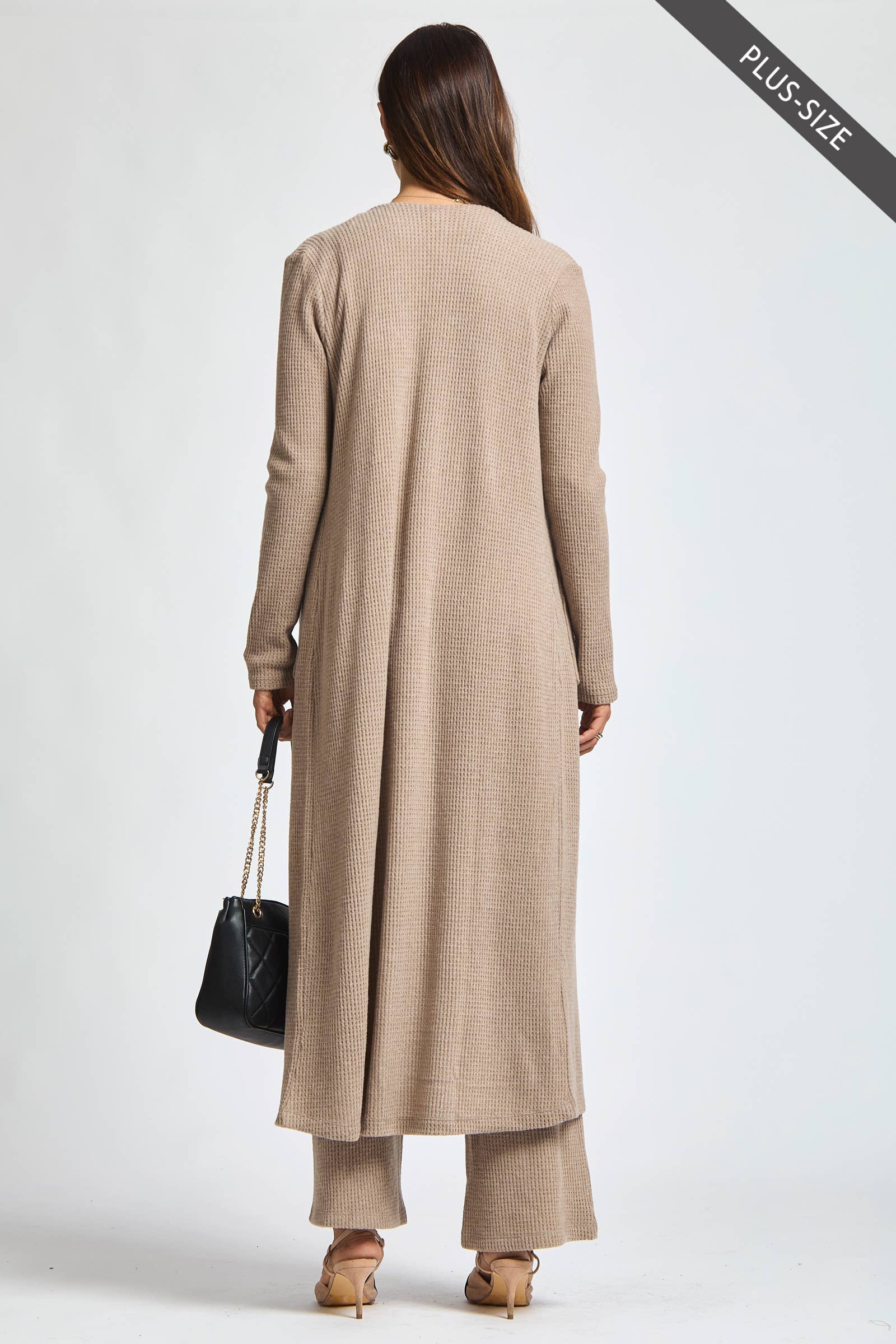 Dear Scarlett - Wholesale Lounge Set - Women's - PLUS SIZE Thermal Sleeveless Tank + Cardigan + Relaxed Pants4